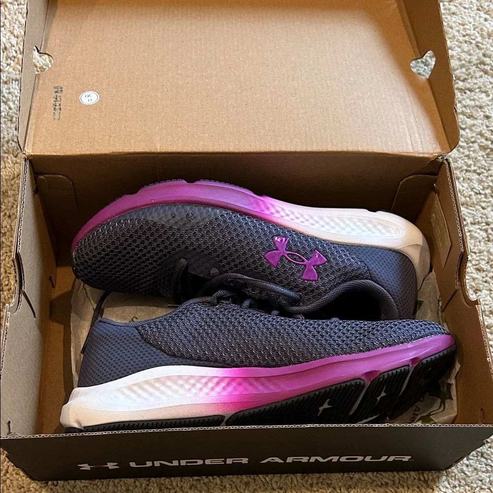 Under Armour Grey and Purple Running Shoes - Picture 1 of 6